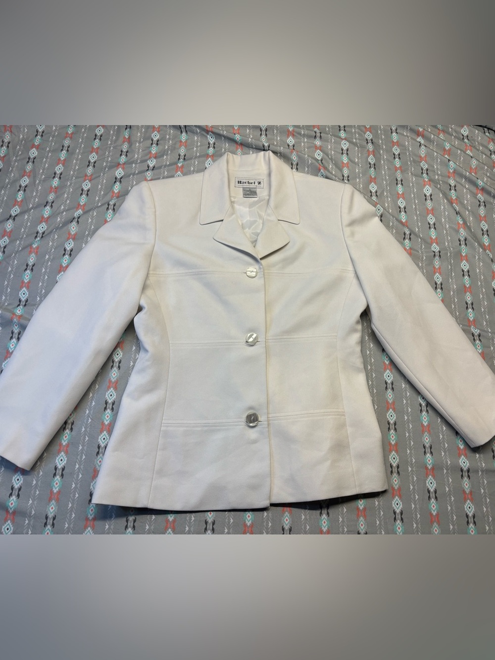 🌈White Tailored Button-Front Blazer